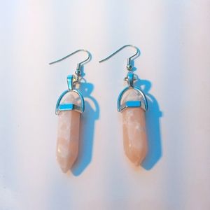 Rose quartz chakra Point earrings